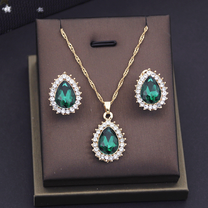 Ensembles de bijoux en cristal violet pour femmes, boucles d'oreilles de mariage, ensembles de colliers, accessoires de mode AI0001 – Image 3