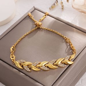 Bracelet en diamant cuir chevelu doré pour femme, bracelet personnalisé, léger, luxe, mode, mariage, fête de vacances, cadeau de bijoux pour fille AI0001