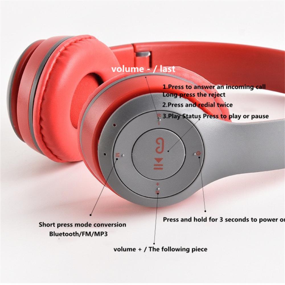 Casque sans fil P47 compatible Bluetooth 5.0, casque pliable, écouteurs HiFi, prend en charge les basses, casque stéréo avec microphone AI0001 – Image 3