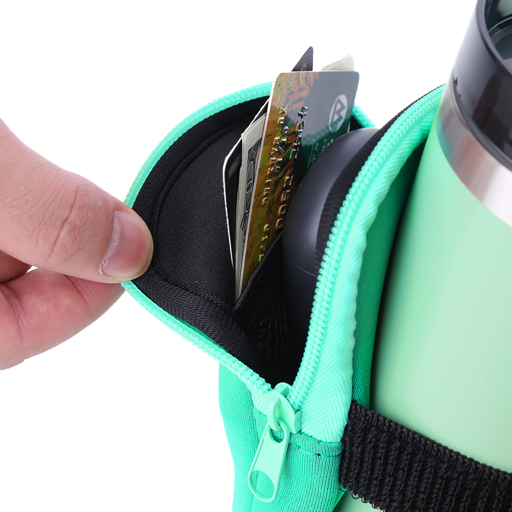 Poudres de bouteille d'eau de plongée, sac portable en tissu, portefeuille de bouteille d'eau, caddie avec fermeture éclair pour touristes, téléphone, carte prédire, 40oz AI0001 – Image 3