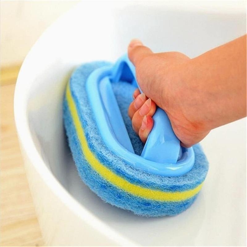 Brosse en éponge avec poignée pour livres, brosse à récurer les carreaux de baignoire, brosse à éponge pour livres ménagers, fournitures de cuisine AI0001 – Image 3