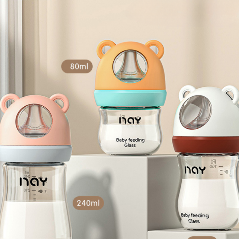 BiSantos en verre pour nouveau-né, anti-flatulence, anti-étouffement, biSantos pour bébé, sans BPA, gros calibre, allaitement, 0-3 mois AI0001 – Image 6