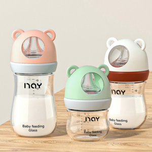 BiSantos en verre pour nouveau-né, anti-flatulence, anti-étouffement, biSantos pour bébé, sans BPA, gros calibre, allaitement, 0-3 mois AI0001