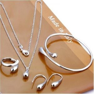 Ensembles de bijoux en alliage pour femmes, boucles d'oreilles goutte d'eau, matiques, colliers de la présidence, bracelets, décoration goutte d'eau classique, mode, 5 pièces par lot AI0001