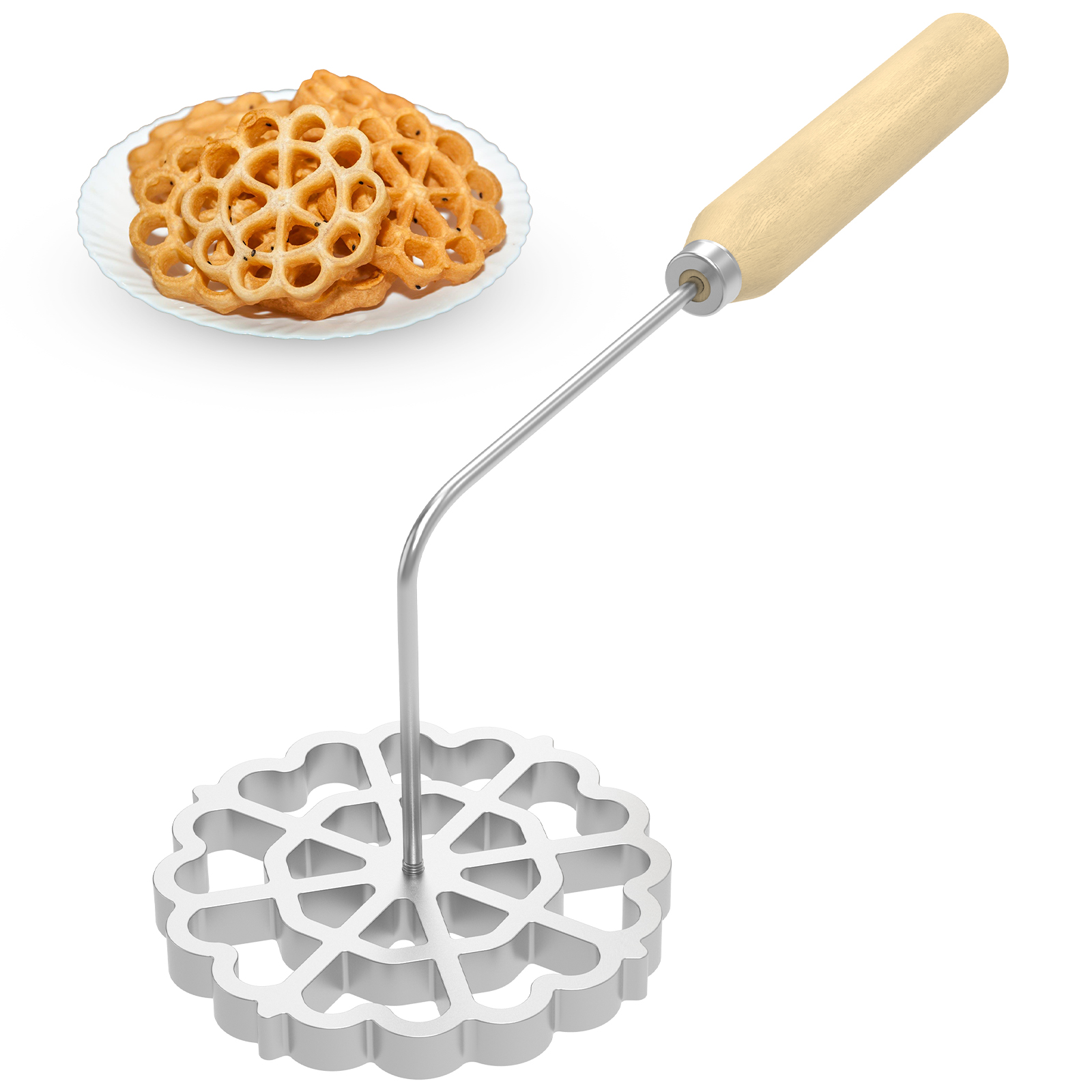 Moules à Rosettes en Aluminium pour Biscuits Bunuelos, Gaufres, Entonnoir, Anneau de Gâteau, Outils de Cuisine AI0001