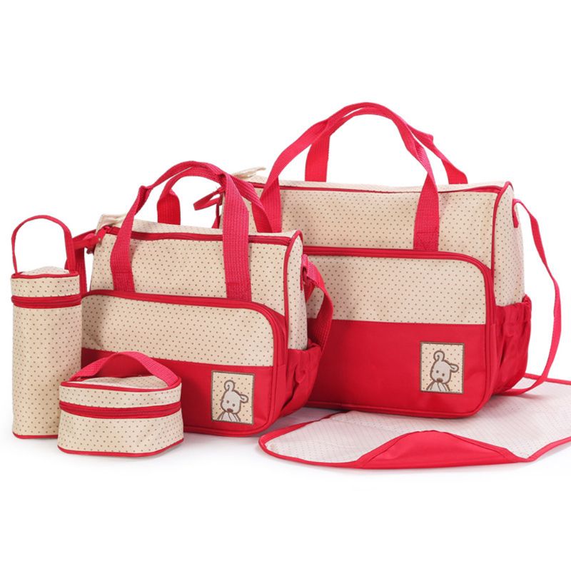 5 Pcs Multifonctionnel Ensemble Bébé Changer Couche Nappy Sac Maternité Momie Sac À Main AI0001 – Image 4