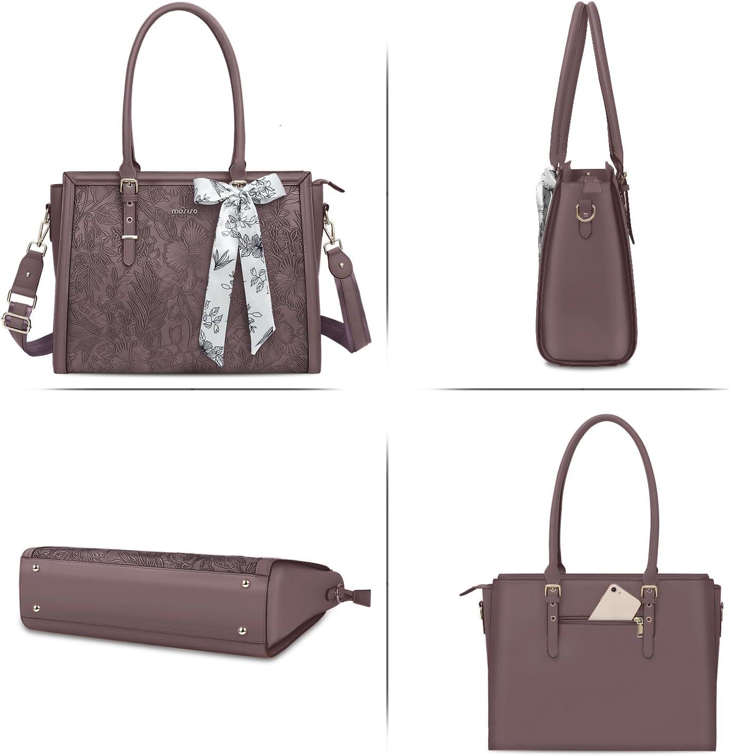 Sac fourre-tout en cuir PU pour ordinateur portable pour femme, étui de transport pour ordinateur portable, sac à main de grande capacité, sac initié aux voyages d'affaires, 15 pouces, 16 pouces, 17.3 pouces, dernier cri AI0001 – Image 3