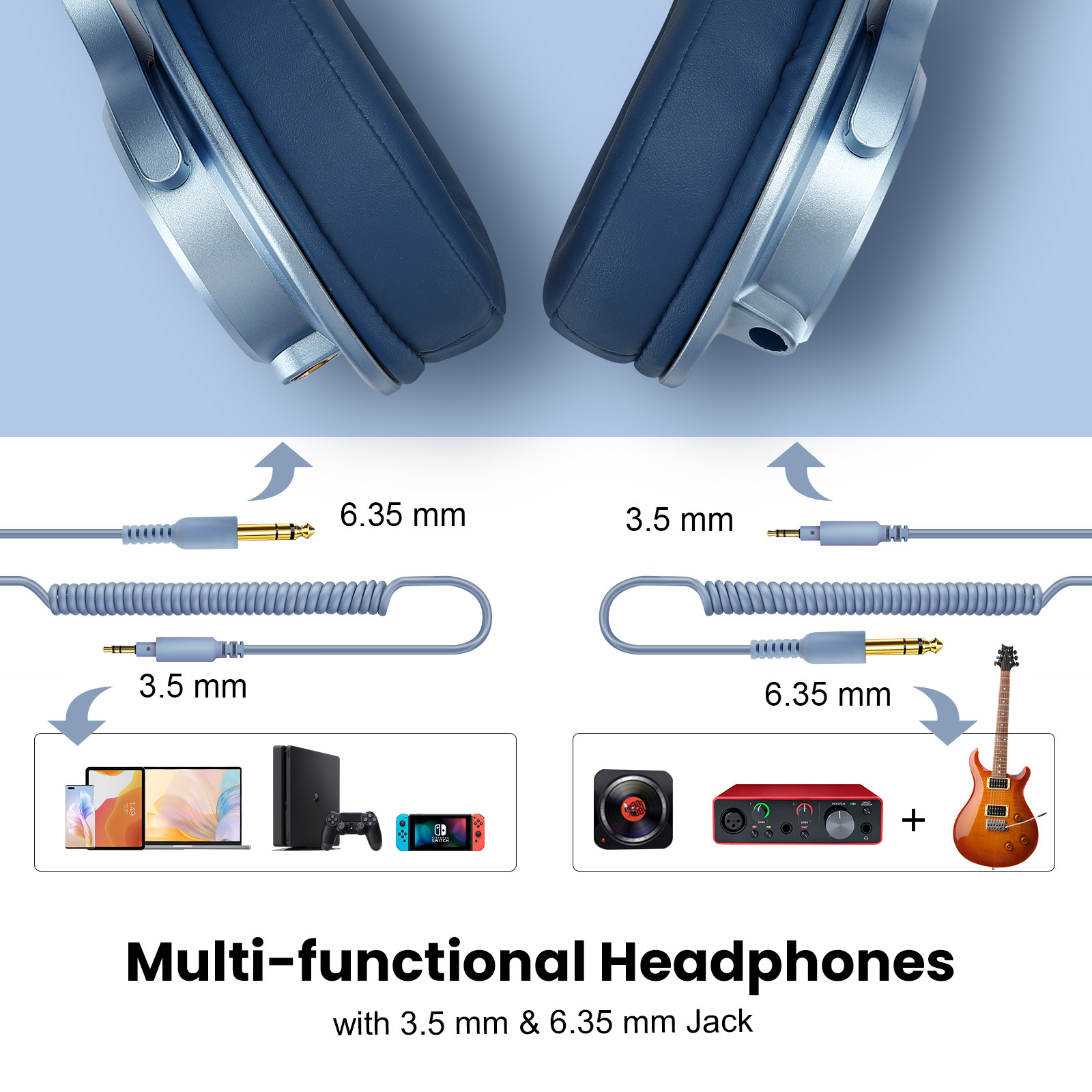 Oneodio-Casque d'écoute filaire portable A71, studio DJ, avec port de partage de musique, basses profondes, stéréo, sauna, téléphone pour statique AI0001 – Image 3