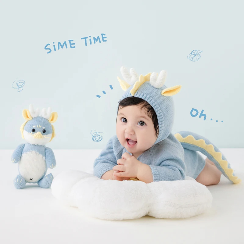 Ensemble de vêtements de photographie pour bébé, combinaison chapeau et chaussettes, corne de dragon, tenue mignonne, accessoires d'oreiller tournesol, 3 à 5 mois, ensemble de 3 pièces AI0001 – Image 6
