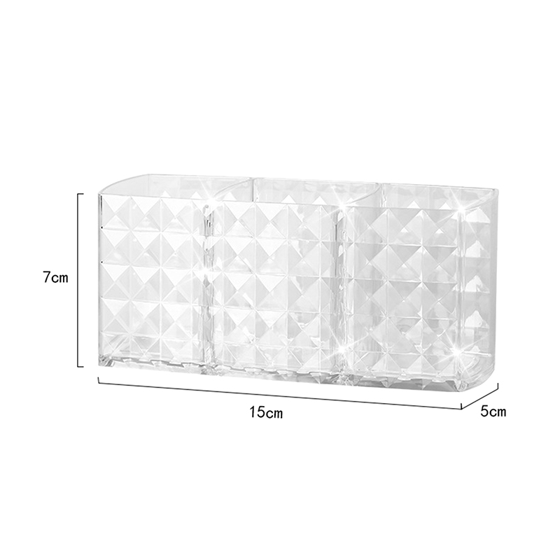 Boîte de rangement cosmétique en acrylique transparent, porte-pinceau de maquillage, support à 3 emplacements, rouge à lèvres, crayon à barrage, diamant AI0001 – Image 3