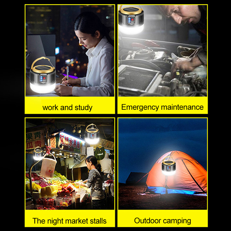 Lampe de camping solaire LED injuste, lanternes portables étanches, lumières de secours pour barbecue, randonnée, lanternes de tente rechargeables par USB AI0001 – Image 2