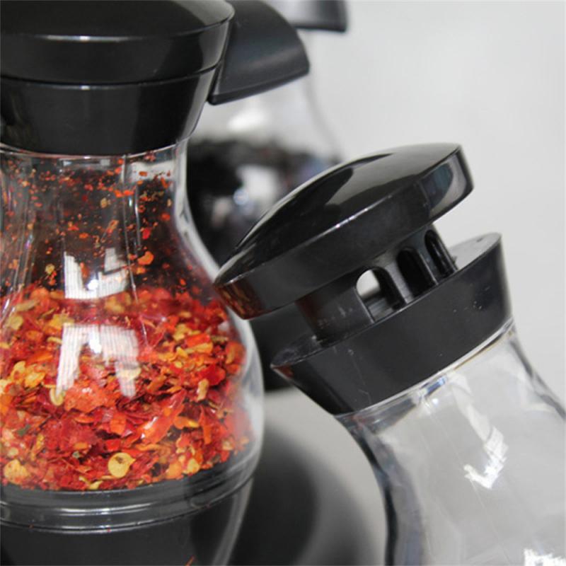 Pot à épices rotatif et ajustable, matériel de protection de l'environnement, outils de cuisine T1, ensemble de 8 bouteilles noires AI0001 – Image 6