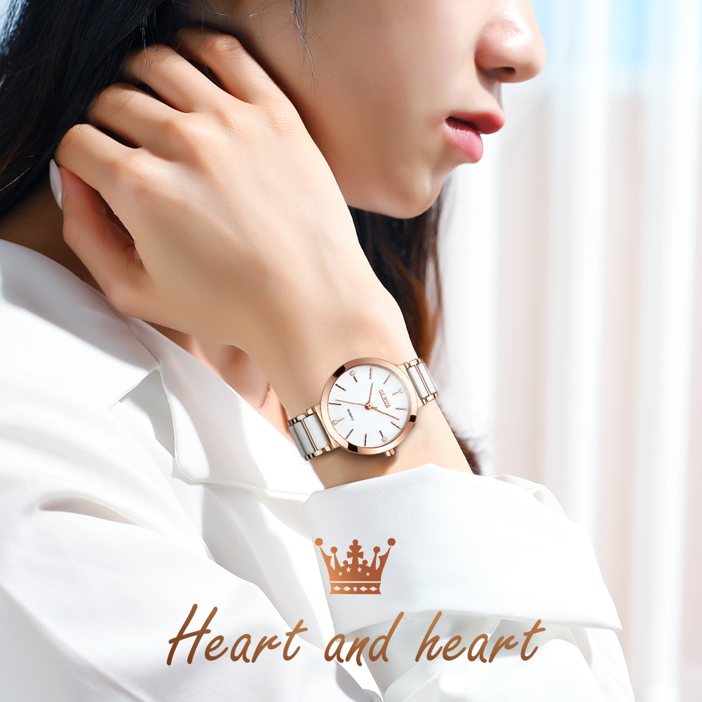 OLEVS-Bracelet de montre en céramique pour femme, montre à quartz pour femme, étanche, marque de luxe, mode élégante, montre-bracelet pour femme, 5877 AI0001 – Image 2