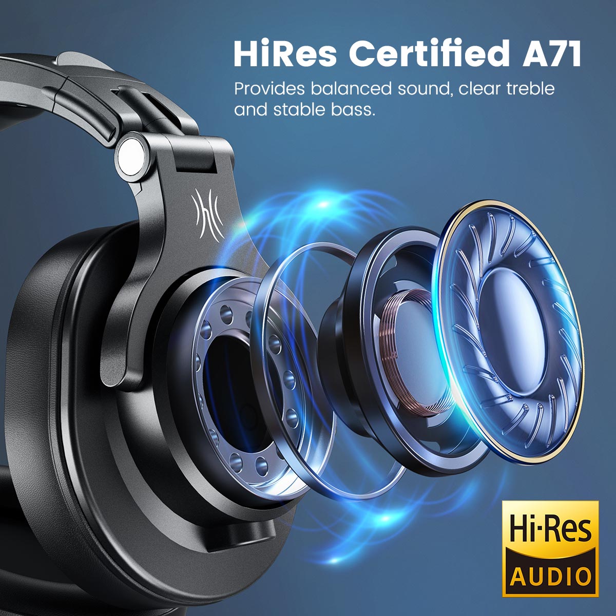 casque Oneodio-Casque de studio A71 Deep Bass, écouteurs filaires Hi-Res avec microphone, son stéréo, casque pour DJ Assad Audio Static AI0001 – Image 6