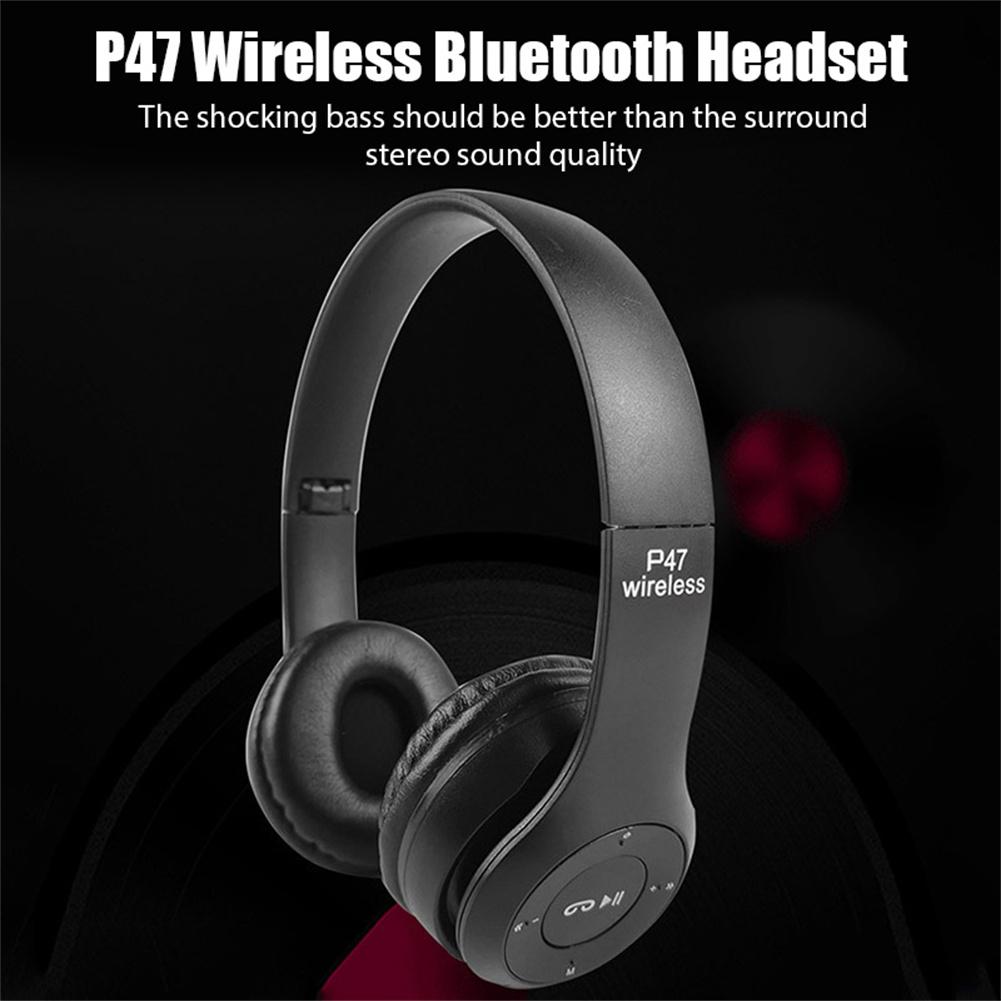 Casque sans fil P47 compatible Bluetooth 5.0, casque pliable, écouteurs HiFi, prend en charge les basses, casque stéréo avec microphone AI0001 – Image 6