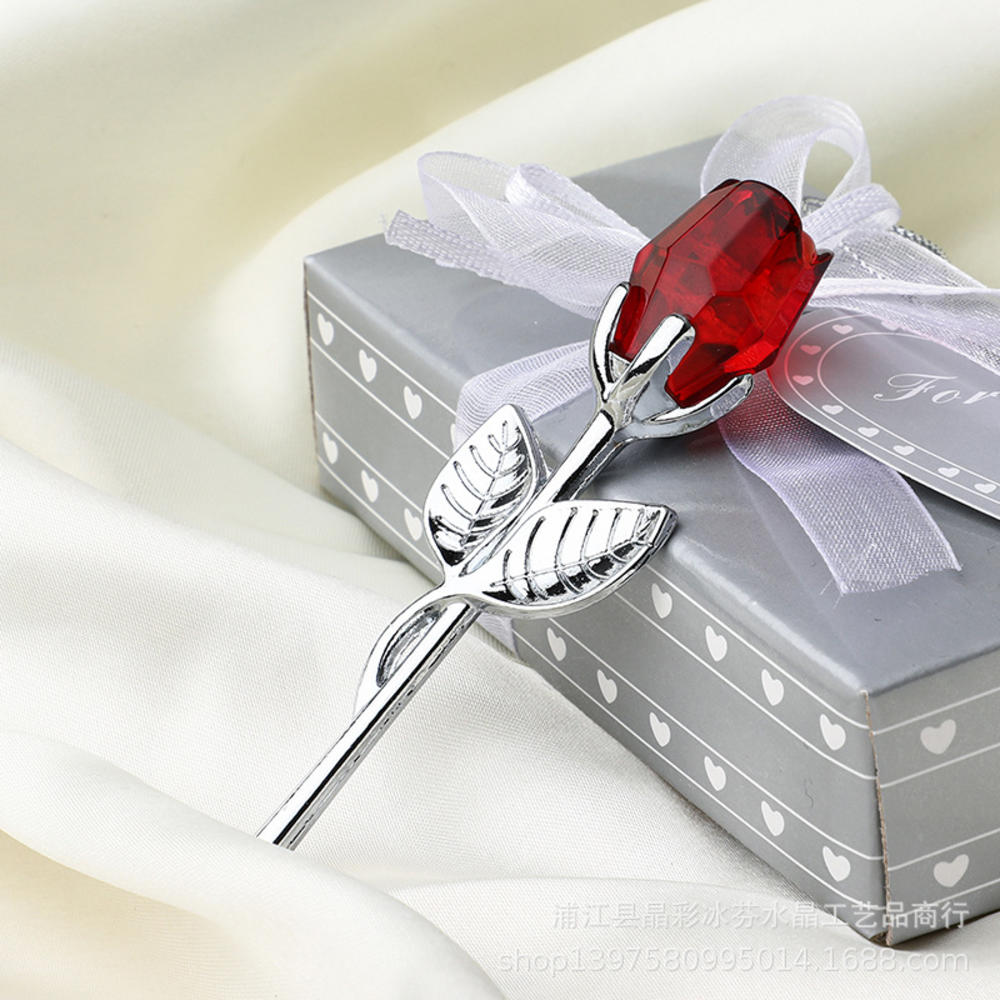 Fleur de rose artificielle en verre de cristal pour petite amie, argent, or, cadeau de la Saint-Valentin, cadeau de mariage pour invité, le plus récent AI0001 – Image 5