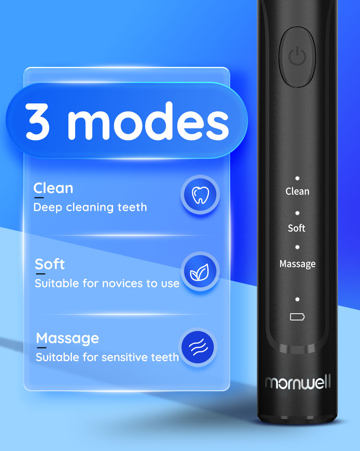 Mornwell-Brosse à Dents Électrique Sonique T37, Charge USB, Étanche, Ultrasonique, existent, 8 Têtes de Rechange, pour Adulte AI0001 – Image 6