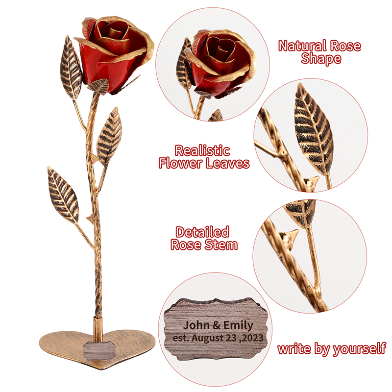 Rose Artificielle en Fer à Longue Tige pour Femme, Cadeau de Mariage et de Noël pour la Saint-Valentin AI0001 – Image 3