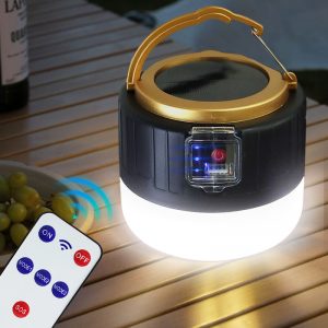 Lampe de camping solaire LED injuste, lanternes portables étanches, lumières de secours pour barbecue, randonnée, lanternes de tente rechargeables par USB AI0001