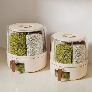 Récipient de nourriture sèche amovible avec seau hermétique, poignée rotative, distributeur de cuisine peu encombrant, organisateur de dessus, Mars, résistant à 360 AI0001