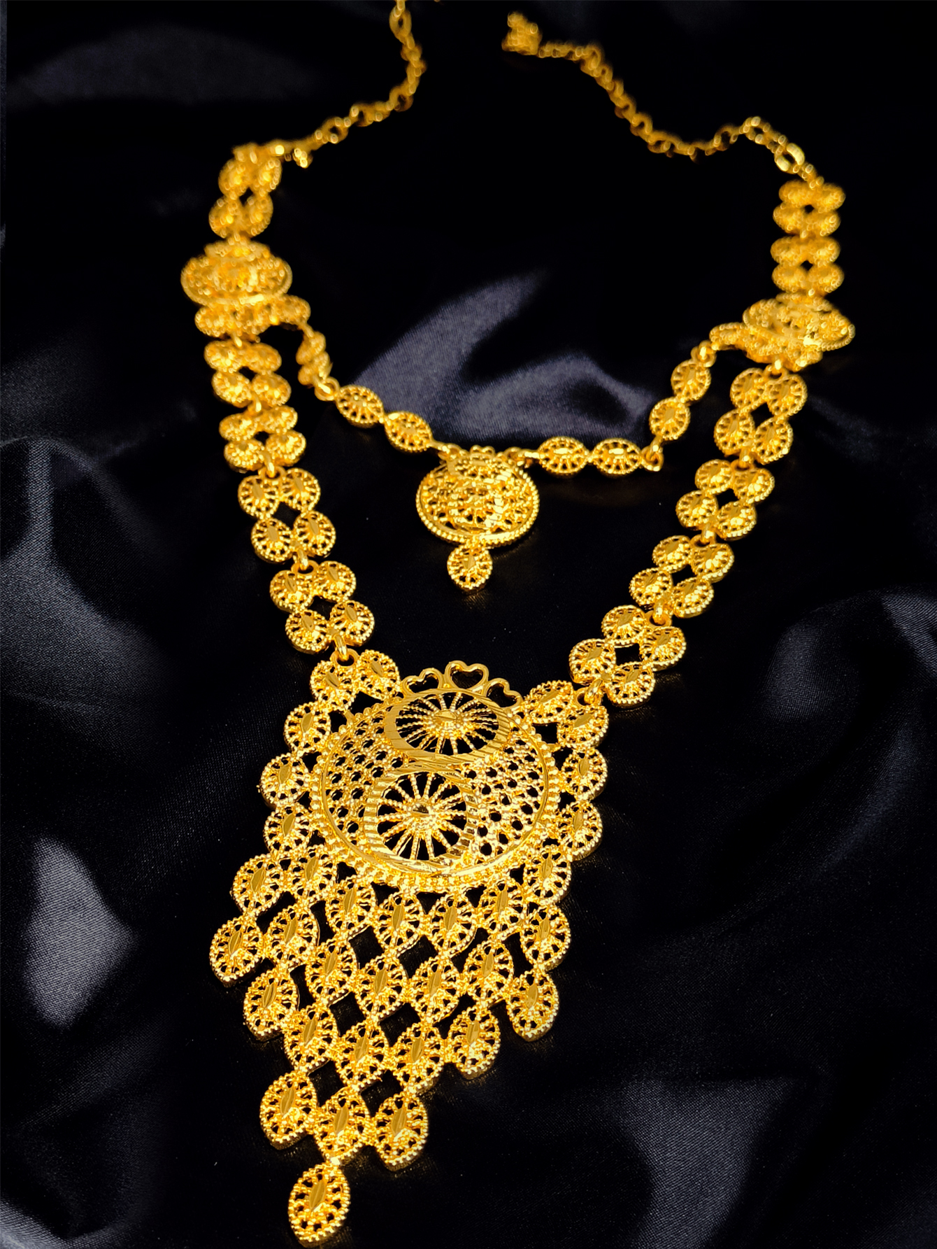 ANIID-Ensembles de bijoux brésiliens en or 24 carats pour femmes, collier de Dubaï, boucles d'oreilles pour documents, ensemble de patients indiens nigwins, cadeaux de fête de mariage AI0001 – Image 5
