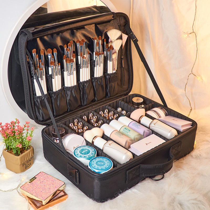 Trousse de maquillage portable de grande capacité, compartiment de rangement multifonctionnel, trousse de maquillage portable AI0001