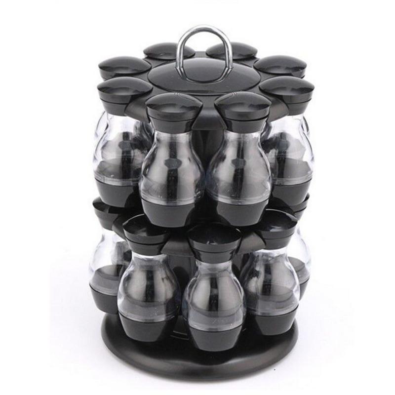 Pot à épices rotatif et ajustable, matériel de protection de l'environnement, outils de cuisine T1, ensemble de 8 bouteilles noires AI0001 – Image 4
