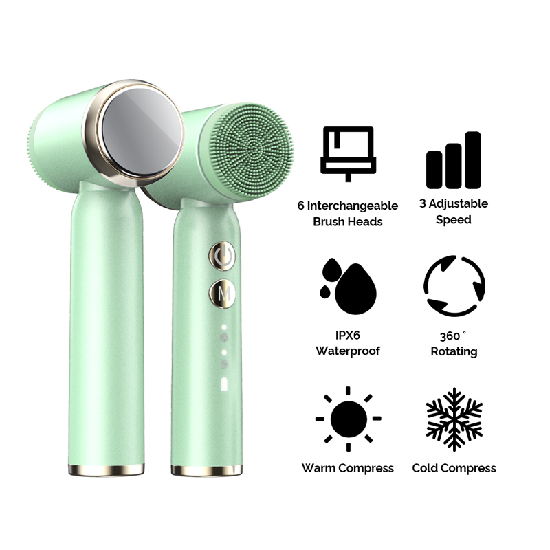 Brosse électrique de nettoyage du visage, 6 en 1, chaude et froide, ultrasonique, pour éliminer les points noirs, exfoliante pour le visage, rotative et étanche, pour nettoyer les pores AI0001 – Image 5