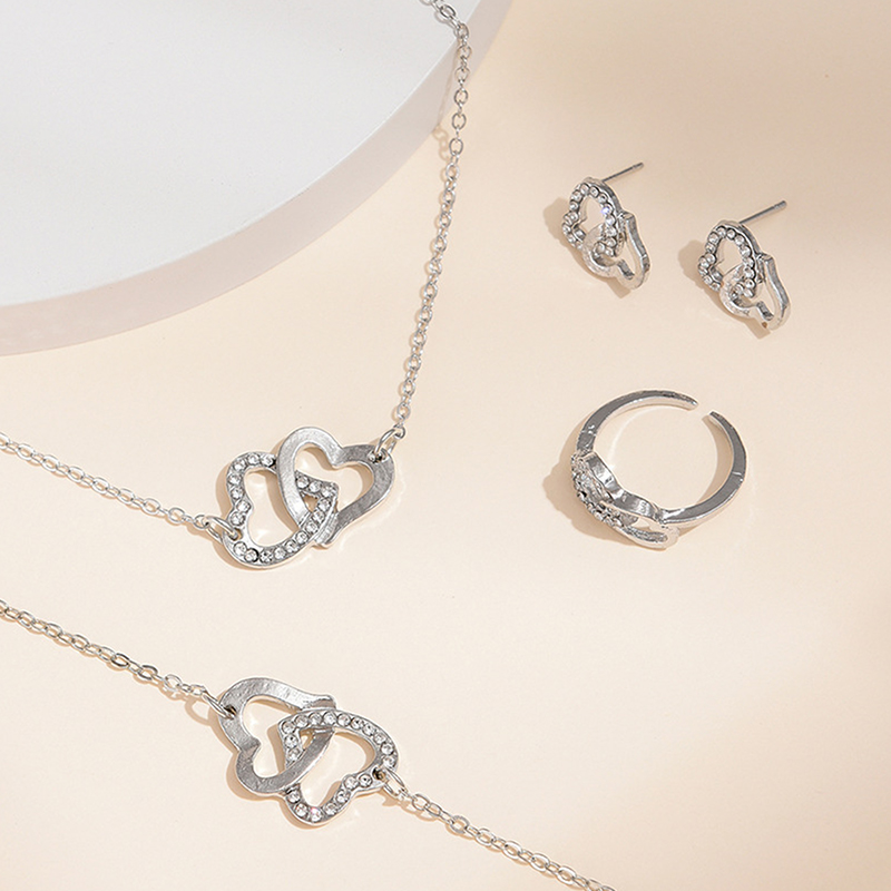 Ensemble montre-bracelet et bijoux coeur pour femme, biscuits de luxe, montre à quartz, mode, ensemble de 5 pièces AI0001 – Image 2