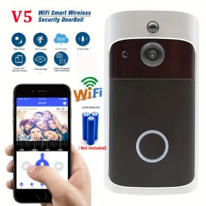 Sonnette vidéo de sécurité V5, WiFi 2.4G, audio bidirectionnel, vision nocturne HD, angle de vision 166 °, Pictrue Snape, enregistreur vidéo, stockage dans le nuage AI0001