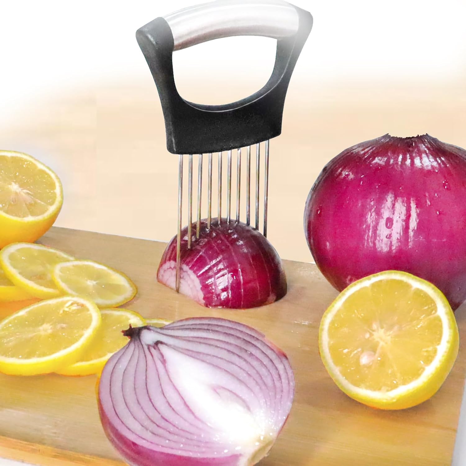 Onion Holder for Slicing Vegetable Cutter for Potato and Tomato Eggs Food Slicer Assistant Tool for Slicing Fruit Lemon and Meat AI0001 – Image 6