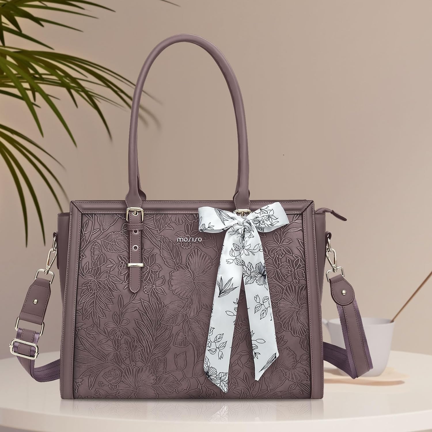 Sac fourre-tout en cuir PU pour ordinateur portable pour femme, étui de transport pour ordinateur portable, sac à main de grande capacité, sac initié aux voyages d'affaires, 15 pouces, 16 pouces, 17.3 pouces, dernier cri AI0001 – Image 4