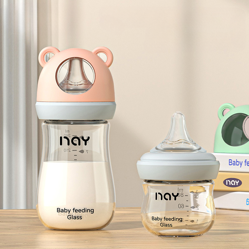 BiSantos en verre pour nouveau-né, anti-flatulence, anti-étouffement, biSantos pour bébé, sans BPA, gros calibre, allaitement, 0-3 mois AI0001 – Image 5