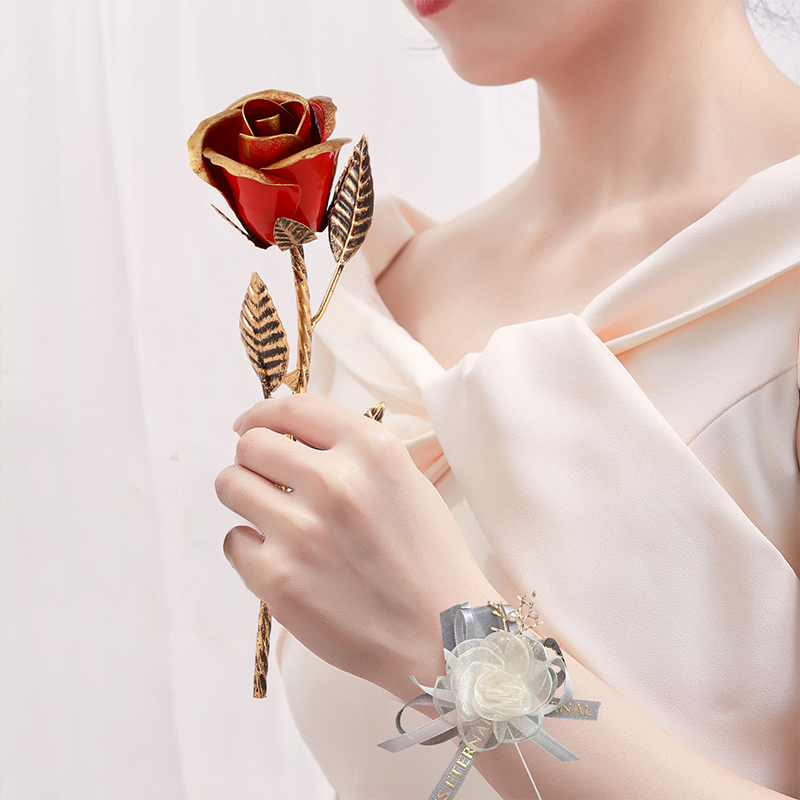 Rose Artificielle en Fer à Longue Tige pour Femme, Cadeau de Mariage et de Noël pour la Saint-Valentin AI0001 – Image 4