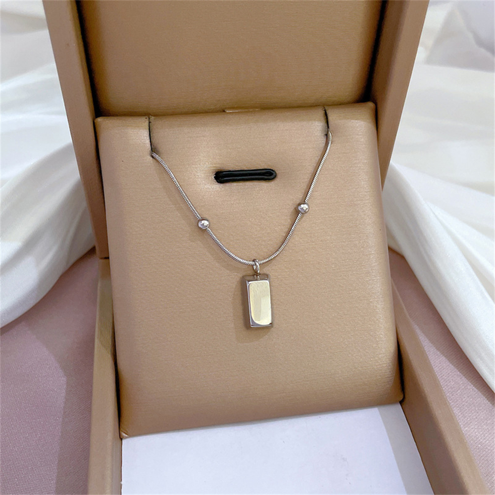 Collier Bullion Bar en Acier Inoxydable pour Hommes et Femmes, Colliers de raq, Faux Cube localité, Pendentif Brique, Bijoux Géométriques Hip Hop, Cadeau Chanceux AI0001 – Image 4