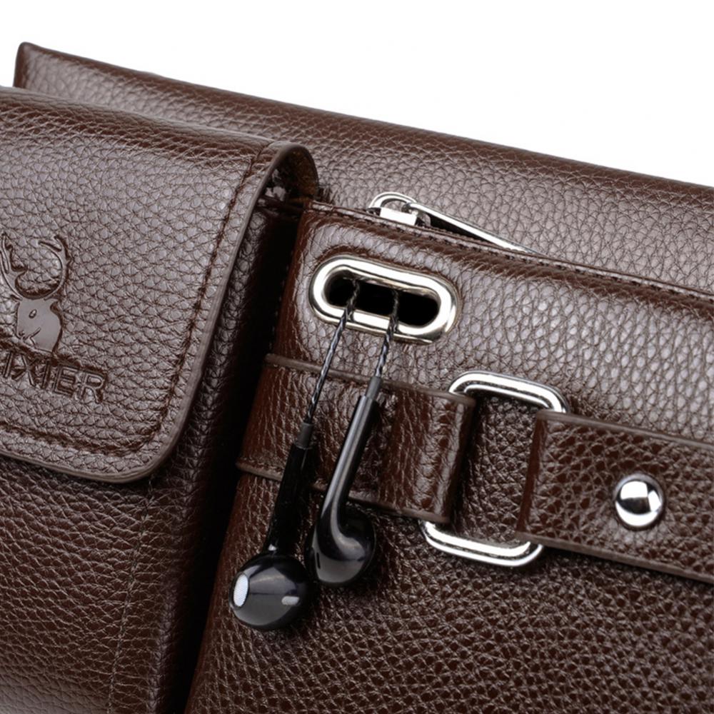 Sac de poitrine multifonction en PU pour homme, sacs à bandoulière décontractés, grande capacité, transport pratique, taille masculine AI0001 – Image 4