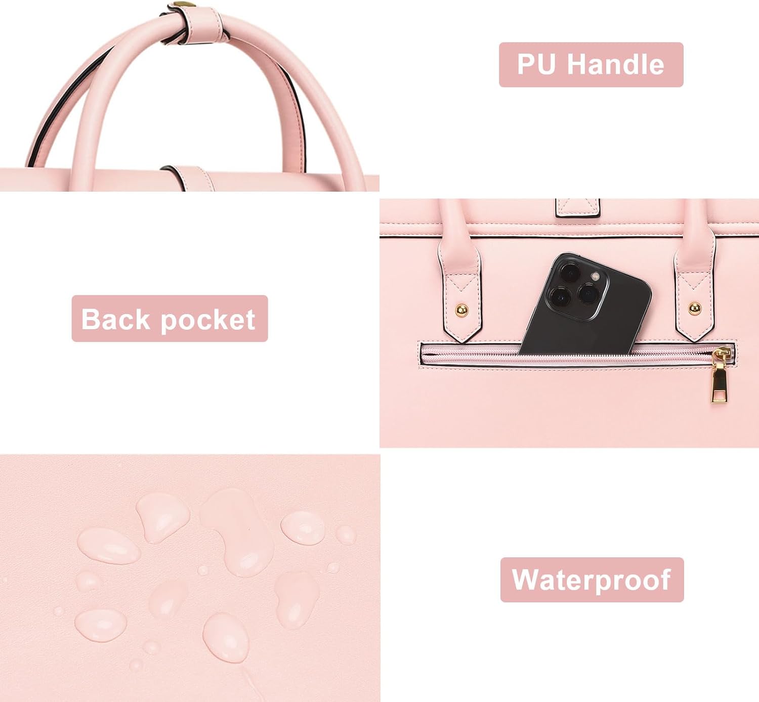 Sac fourre-tout en cuir PU pour ordinateur portable pour femme, sac à dos initié, sac à main pour ordinateur portable, MacPleAir Pro M3 et M2, 13.3 pouces, 14 pouces, 15 pouces, 16 pouces, 17.3 pouces AI0001 – Image 3