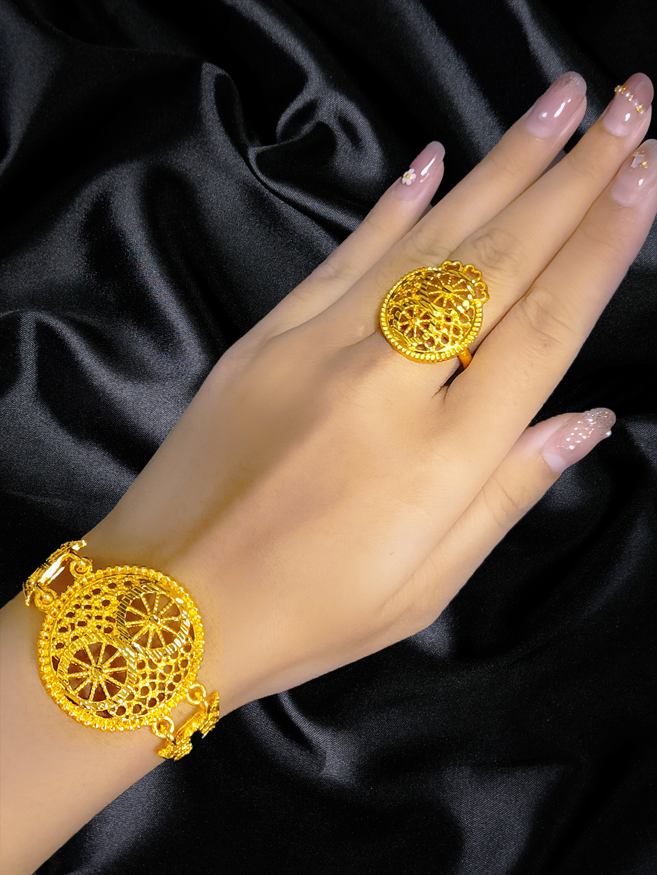 ANIID-Ensembles de bijoux brésiliens en or 24 carats pour femmes, collier de Dubaï, boucles d'oreilles pour documents, ensemble de patients indiens nigwins, cadeaux de fête de mariage AI0001 – Image 6