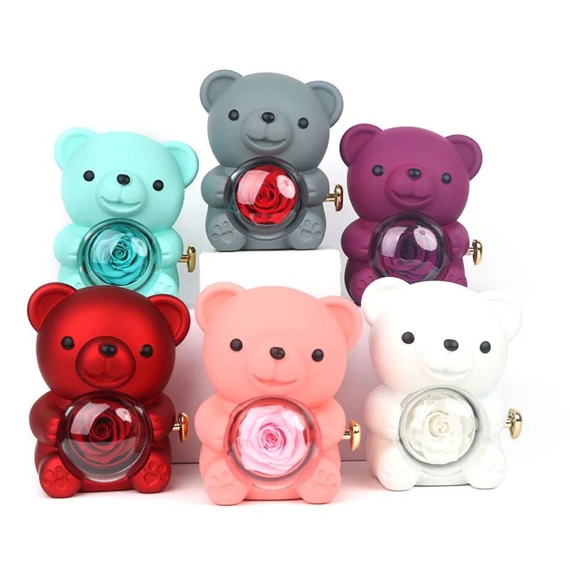 Boîte à Bijoux Ours Rotatif Rose Éternelle, Cadeau ixdes Mères, Embrassant, Fille, ixde Léon, Cadeaux de Noël AI0001 – Image 6