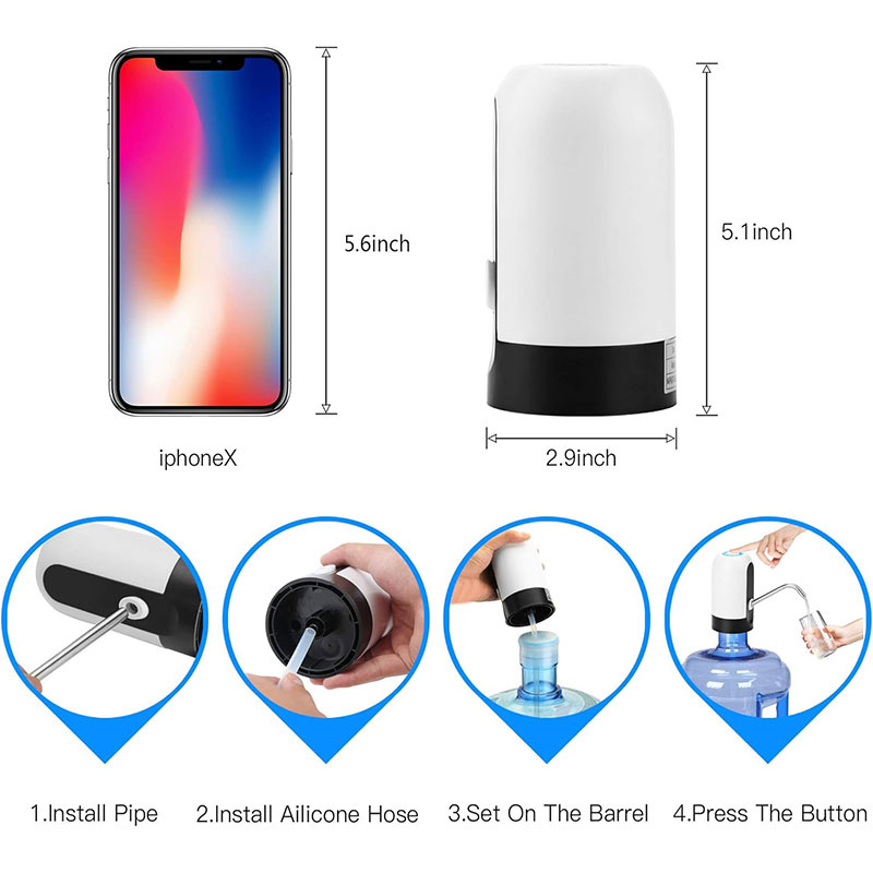 Pompe à bouteille d'eau pour fontaine à boire, interrupteur automatique, cuisine en un clic, salle à manger, maison, jardin, mini carboy électrique à chargement USB AI0001 – Image 5