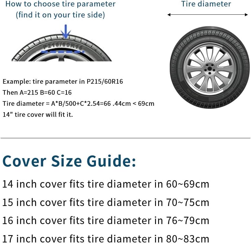 Juste de protection en polyester imperméable contre la poussière pour SUV, Jeep, montres, remorque, camion, housses de protection contre la poussière (16 po de diamètre) AI0001 – Image 5