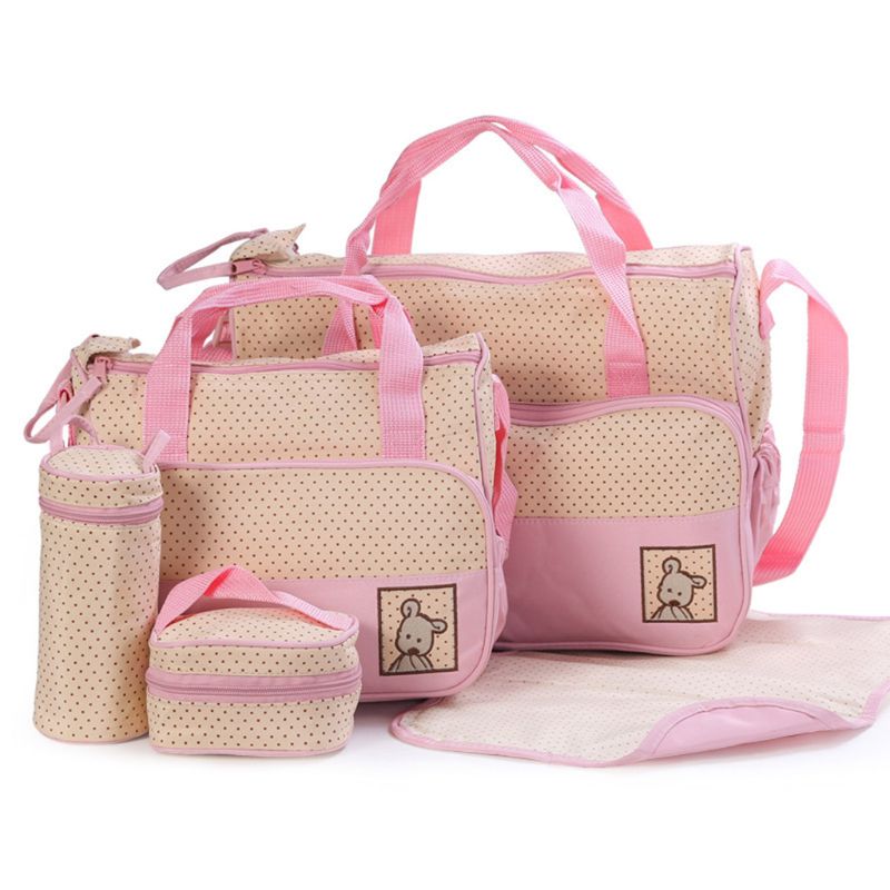 5 Pcs Multifonctionnel Ensemble Bébé Changer Couche Nappy Sac Maternité Momie Sac À Main AI0001 – Image 2