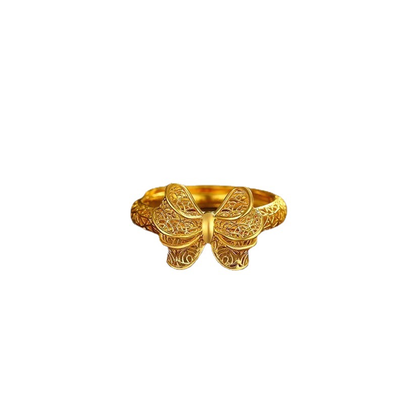 KISS & FLOpacks-Ensemble de bijoux en or 24 carats pour femme, collier nœud papillon, bague, boucles d'oreilles, bijoux fins, vente en gros, cadeau de fête de mariage, JS34 AI0001 – Image 2