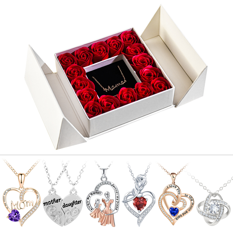 Collier avec pendentif en forme de Rose éternelle pour femme, coffret cadeau pour la fête des mères, cadeau d'anniversaire de mariage AI0001 – Image 7