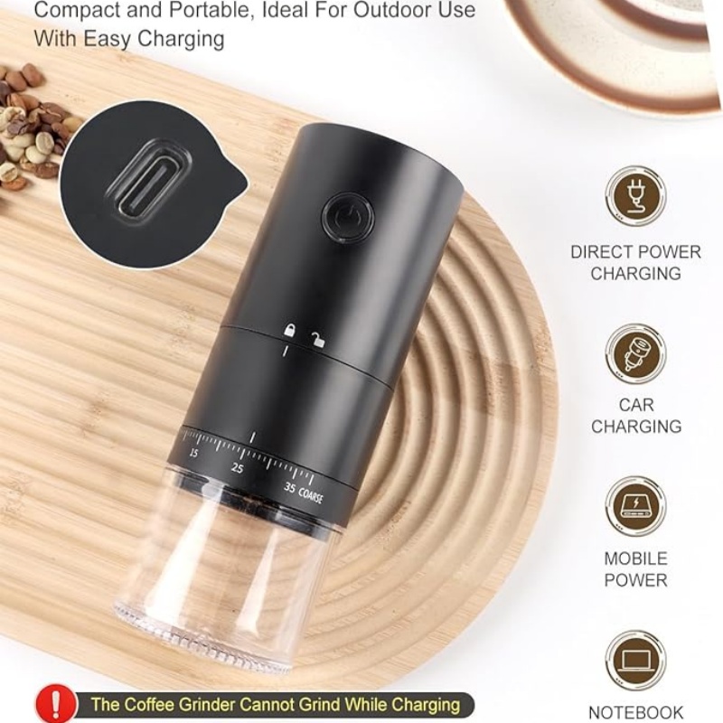 Moulin à café électrique portable avec filtre en céramique, longue durée de vie de la batterie, démarrage à un bouton, broyeur de grains, 38 vitesses, réglage, nouveau, 2024 AI0001 – Image 4