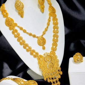 ANIID-Ensembles de bijoux brésiliens en or 24 carats pour femmes, collier de Dubaï, boucles d'oreilles pour documents, ensemble de patients indiens nigwins, cadeaux de fête de mariage AI0001