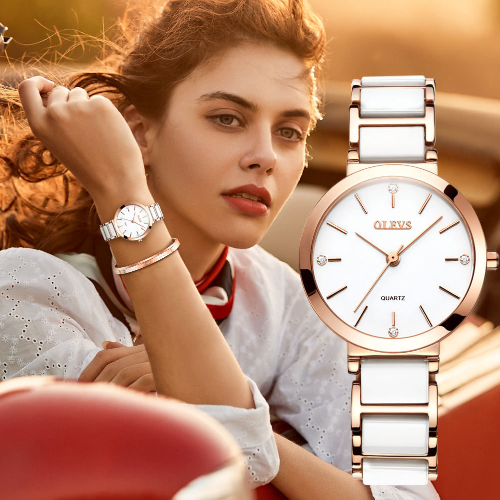OLEVS-Bracelet de montre en céramique pour femme, montre à quartz pour femme, étanche, marque de luxe, mode élégante, montre-bracelet pour femme, 5877 AI0001 – Image 6