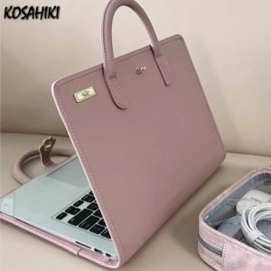 Sacs à main à poignée supérieure pour femmes, sac pour ordinateur portable, sac à main de voyage, monochromatique, décontracté, rose, doux, chic, mode coréenne, Y2K, filles, tout match, simple AI0001