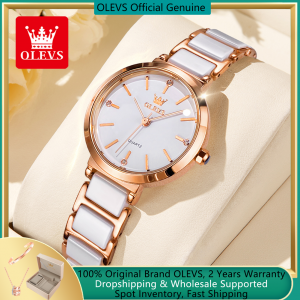 OLEVS-Bracelet de montre en céramique pour femme, montre à quartz pour femme, étanche, marque de luxe, mode élégante, montre-bracelet pour femme, 5877 AI0001