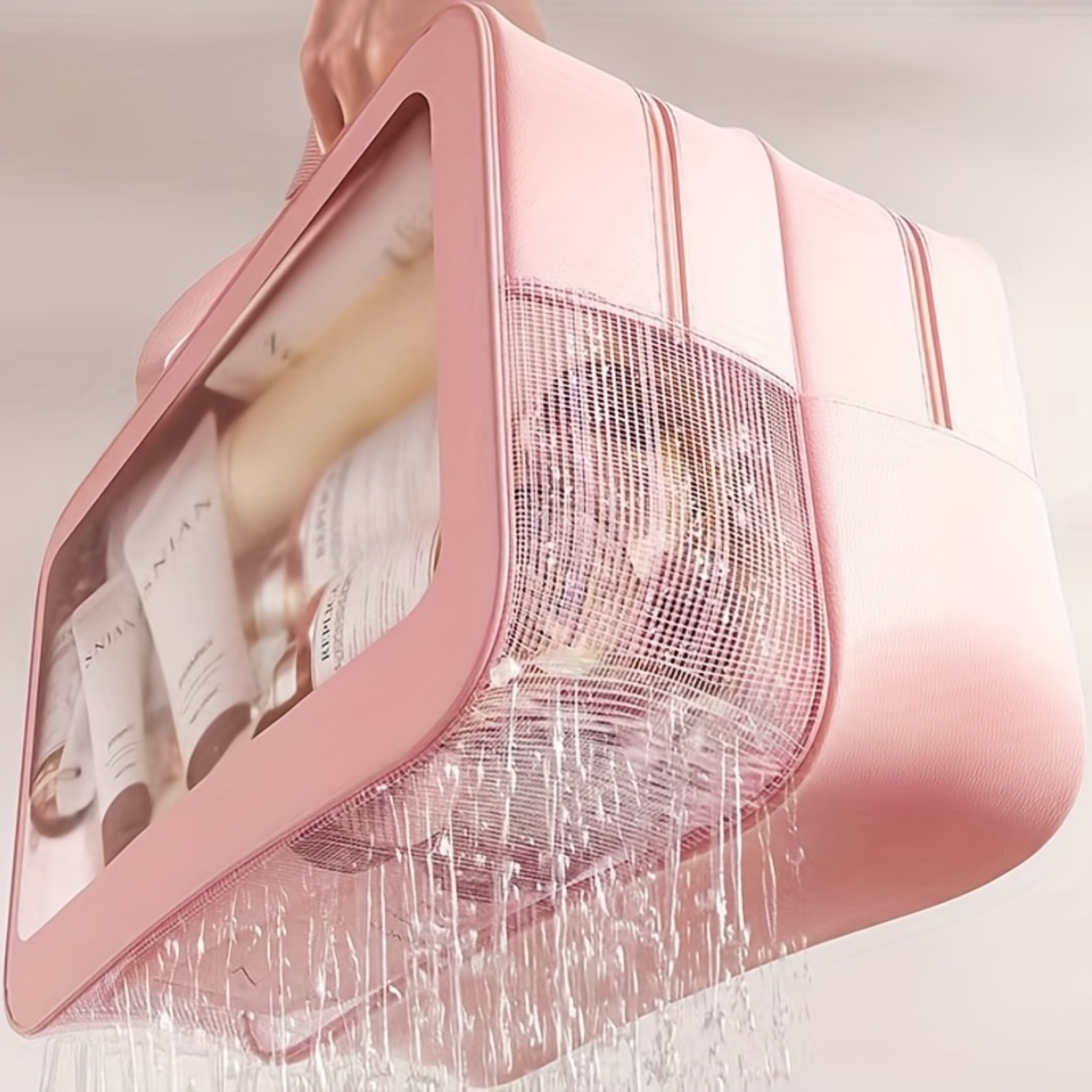 Trousse de Toilette avec Support et Mathiation Sèche, Trousse Cosmétique de Voyage Portable, Trousse de Lavage Transparente et Claire AI0001 – Image 2